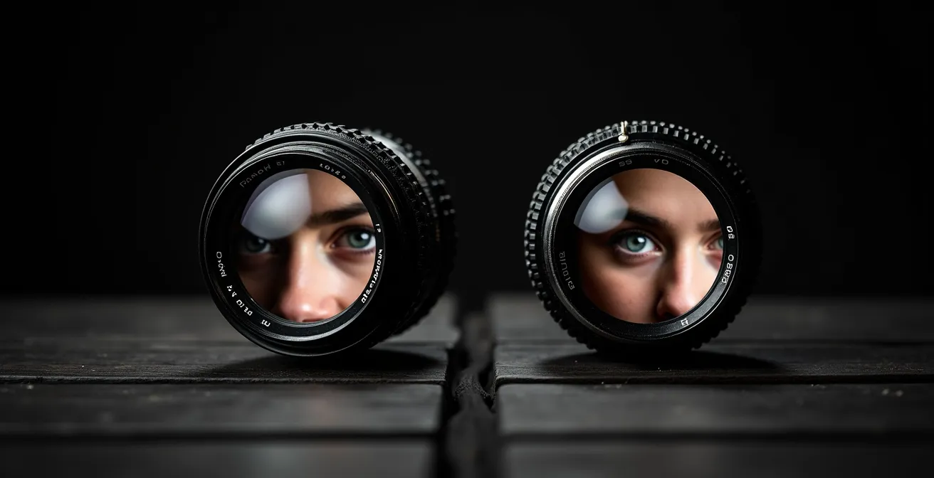 Comparaison visuelle de l'effet des focales 50mm et 85mm sur un portrait