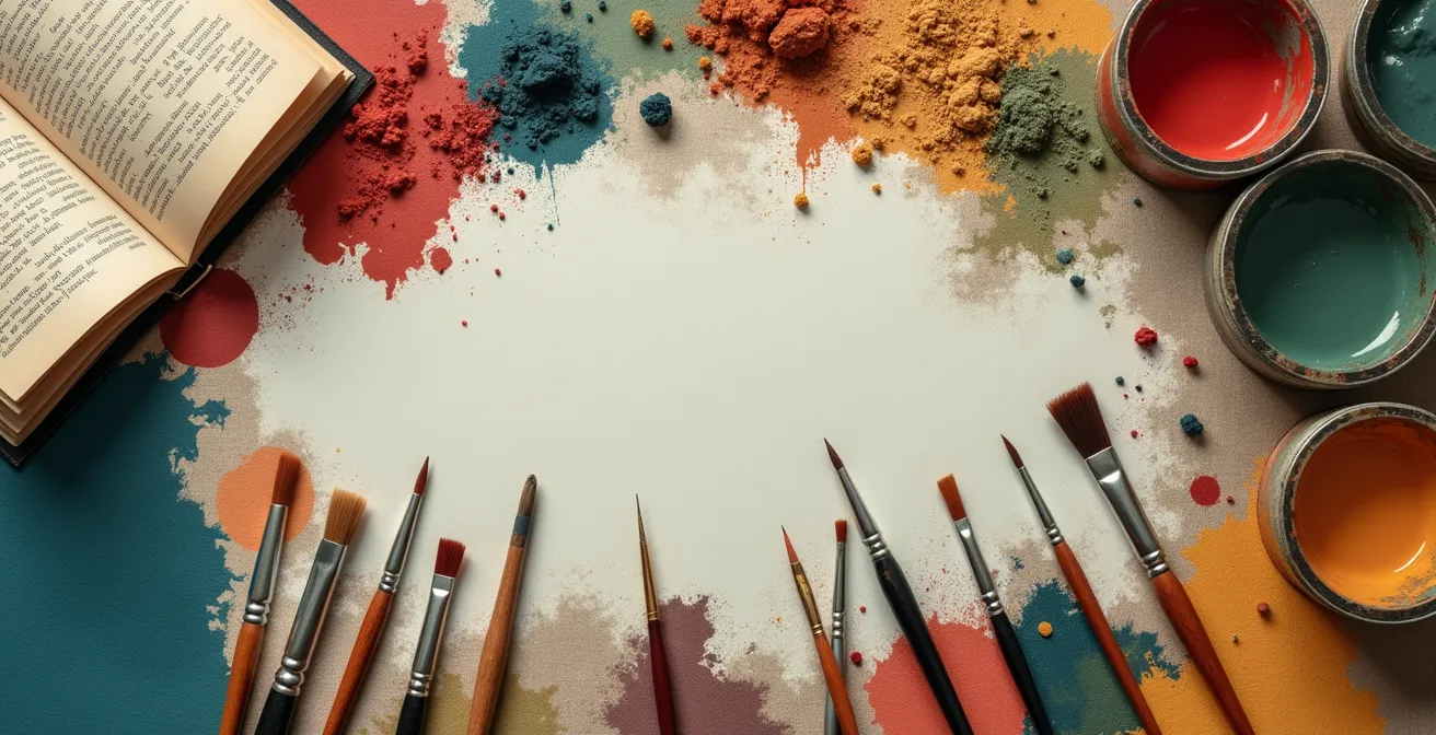 Collection d'objets personnels et de textures arrangés pour créer une palette visuelle unique